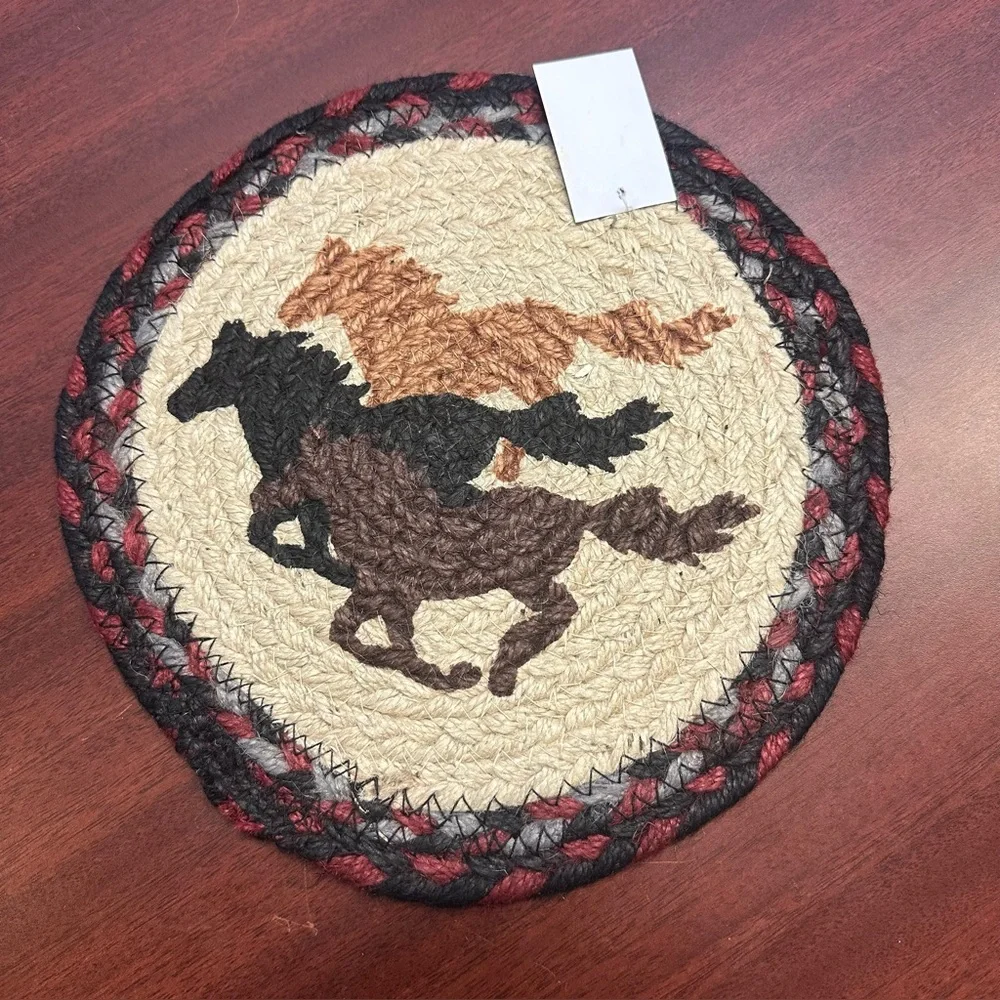 Handcrafted Horse Motif Braided Trivet
